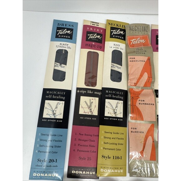 28x Large Lot Vintage Zippers USA - Coats & Clark's Talon Neck Openings Dress - Picture 2 of 11